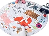 (ラウンドアース キッズ) Round Earth Kids 女の子の プレイマット アニマル柄がナチュラルかわいい 簡単操作でラクラクお片づけ もうおもちゃが散らばらない、なくならない 150 アニ