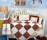 SoHo 14 Pieces Toffee Brown & white Minky Chenelle Baby Crib Nursery Bedding Set 13 pcs included Dia