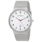 SKAGEN スカーゲン ウルトラスリム メンズウォッチ アナログ カレンダー SKW6025 ホワイト アラビアダイヤル シルバー メッシュブレスレット 防水 軽量 薄型 [並行輸入品]