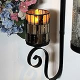 Home impressions Brown tiled pattern Mosaic Glass with Flameless Led Wax candle with Timer [並行輸入品]