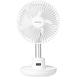 Weliry 卓上扇風機 首振り usb扇風機 風量3段階調節 小型扇風機 電量表示機能 LCDディスプレイ付 4000mAhバッテリー容量 超強風 强力 静音 省エネ おしゃれ 日本語取扱説明書付（ホワイト）