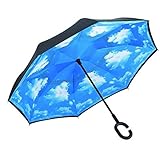 Cosy Zone 逆さ傘 二重層 UVカット 遮熱遮光 撥水加工 晴雨兼用 離れC型手元 男女兼用