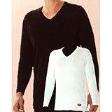 ブレスサーモ やわらかストレッチ V首 男性用 長袖シャツ Lサイズ ブラック 三冨D