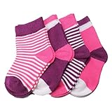 ベビーソックス – TOOGOO ( R ) 4ペア赤ちゃん幼児用男の子女の子子供用ソフトコットンソックスストライプsockscolors :ピンク&パープルサイズ: XS（0 – 6か月）