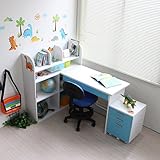 【限定】パソコン デスク 学習机 3WAY レイアウト ブルー ホワイト HMA026-BL/WH