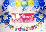 A013☆BLUE風船セット■お誕生日を飾りましょ♪【写真+名前入り パーティー横断幕♪】A013★BLUE 誕生日横断幕　パーティー装飾用品　★横断幕＋バルーン装飾SET★名入れ商品