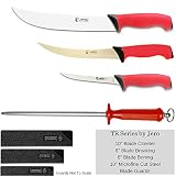 Jero TRシリーズマスター肉カッターナイフセット – 10 " Cimeter – 8 " Breaking – 6 " Boning – ソフトグリップハンドル – 10 "ドイツ製シャープスチ