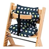 【子どもが笑顔になる マジカルチェア専用のクッション】 滑らかな肌触りのピーチスキン生地 ふかふかのクッションで優しく包み込む 取り付け簡単 (大水玉柄 ネイビー色)