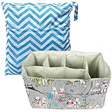 ［キロフライ］kiloflyベビーおむつバッグをオーガナイザー30センチ（グレー）+オムツ替えパッドバリューコンボ