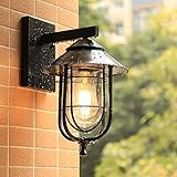 Wall Lamp - Glass/Metal European Style Retro Outdoor Waterproof Garden Balcony Villa LED Wall Lamp E27 1 Garden Outdoor Corridor (22.5x37.5cm) Fine Carving Pattern