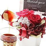 ギフトセット 花とスイーツ プリザーブドフラワーとプリンセット (赤)