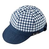 笑顔でおでかけベビー帽子・キャップ（日本製）　チェック大・紺　B19021