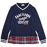長袖Tシャツ チュニック 子供 女の子 キッズ ジュニア Tシャツ カジュアル N82015 ネイビー 140cm