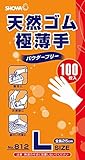 ショーワグローブ【パウダーフリー】No.812天然ゴム極薄手 100枚入 Lサイズ 1函