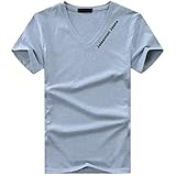 BUZZxSELECTION(バズ セレクション) Vネック Tシャツ 半袖 カットソー おしゃれ インナー 無地 ロゴ メンズ BSTS017 (05 グレー,4XL)
