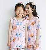 【あるこんたるこん】(TB-N) ルームウェア キュートネコ ベビー キッズ ジュニア 女の子 フリルリーブ ハーフパンツ パジャマ コットン (130)