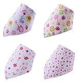 【SCGEHA】ベビー 赤ちゃん スタイ よだれかけ ビブ 男の子 女の子 兼用 ユニセックス かわいい イラスト 4枚セット （B）