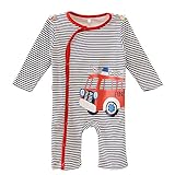 【SEBLES】ベビー服 カバーオール 新生児 3ヶ月 6ヶ月 12ヶ月 長袖 長ズボン 前開き ボーダー 車 消防車 イカリ ラウンドネック 春 秋 コットン 男の子(タイプC,80cm)