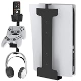 for PS5用ウォールマウントキット　for PS5 壁マウント 多機能壁ブラケット for PlayStation 5 (ディスクとデジタル版) 頑丈なスチールウォールマウントキットfor PS5スタンドホルダー for PS5マウントウォールマウント壁マウントブラケット for PS5コントローラーホルダー&ヘッドホンハンガー　省スペース プレステ5 アクセサリー (ヘッドフォンハンドルホルダーなし)