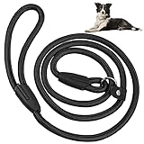 犬 犬用リード 首輪一体型 調節可能 リード 1.3ｍ ナイロン ペット用 スリップ リード ロープ 訓練リード 引っ張り防止リード 7.5～15キロ (ブラック)