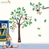 Cute Monkey Climbing on Beautiful Tree Monkey Wall Decal Nursery Wall Decal [並行輸入品]