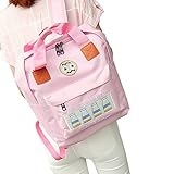 リュックサック Hosam バックパック　可愛い文字　表情　男女兼用　中学生　高校生　通学　合宿　キャンプ　お出かけ　花火大会　などの時適用 (ピンク)