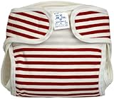 村信 日本製 新生児用 ボーダー柄 綿おむつカバー 50cm レッド JF102A