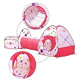 UMEICOOL 3ピースの子供は、バスケットボールのフープ屋内と屋外の簡単な折り畳み式の子供の遊び場のおもちゃとテントのトンネルとボールの穴を再生