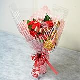 fleurcocoオリジナル　フラワーギフト 枯れないお花　そのまま飾れる花びん付き 花束 素敵な レッド