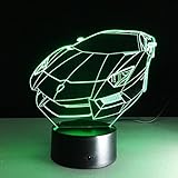 Caryy 3d LED Illusionランプ、7色リモートコントロールスポーツ車Dimensional Visualライト、光学式ナイトライト、装飾雰囲気テーブルランプ、子供クリスマス誕生日ギフト