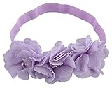 Nice Days（ナイス　ディズ）　ベビーヘアバンド　　バラ　シフォン　パール付 (ライトパープル)