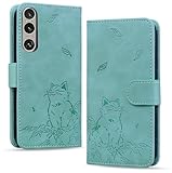 Vokpok iPhone 12/12 Pro ケース 手帳型 上質PUレザーiPhone12/12 Pro 財布型 ケース カード収納 スタンド機能付き iPhone12/12 Pro ケース 耐摩擦 耐衝撃 全面保護 iPhone12/12 Pro ケース かわいい肥えた猫と秋葉 iPhone12/12 Pro ケース iPhone12/12 Pro 対応 6.1インチ,グリーン