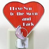 Heart Night Light – I Love You To The Moon And Back Saying – ステンドグラスハートと月デザイン – Baby Night Light