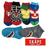 【SiShuNon/SKAPE】ボーイズ3Pソックス エスケープ サメ シャーク スパイダー マスクマン 靴下 11-12cm グレーサメ