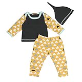 Tovadoo 子供服 ベビー服 男の子 トップス+ズボン+帽子 セットアップ 長袖 秋冬 幾何学模様 可愛い ファッション パジャマ 保育園 旅行