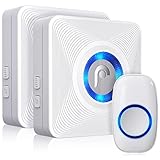 Fosmon 51053HOMUS ワイヤレス チャイム / ドアベル / 玄関 呼び鈴 / 呼び出し鈴【無線範囲/受信距離 300M | 52 種チャイム音 | 4 節音量調整 | LEDライト】押