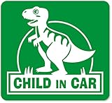 imoninn CHILD in car ステッカー　【マグネットタイプ】　No.71　ティラノサウルスさん　（緑色）