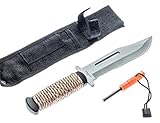 SE KFD2818-1DC 11" Desert Camo Paracord Outdoor Knife with Fire Starter/Whistle, Clip Point Blade [並