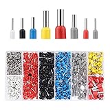 LANODO フェルール端子 棒端子セット 絶縁付棒端子 2本線差用棒端子 裸圧着棒端子 計1200個