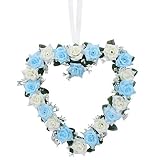 OurWarm花冠 バラ ハート花輪 ウェディングブーケ インテリア用 玄関飾り 結婚式飾りラブリー 店舗 玄関　壁掛け 庭園 飾り 結婚式 造花　撮影 道具 インテリアハートリース 約26ｘ27cm
