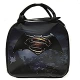 DC Comics Batman VS Superman Sign Lunch Bag with Water Bottle & Adjustable Shoulder Strap (Sign (Bla