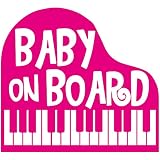 TREZ BABY ON BOARD ピアノ 鍵盤 PIANO ステッカー 【BABY IN CAR】 (ピンク)