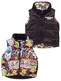 (マイファーストヒステリック) MY FIRST HYSTERIC サーモライト HYSTERIC CIRCUS TRAIN総柄　リバーシブルダウンベスト 90cm ブラック