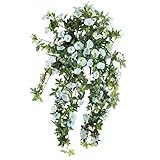 Morning Glory人工シルク花Hanging Plant Vine without basketfor DIYガーランドホームパーティーウェディングガーデン装飾2個のパック ブルー XFL-0
