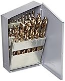 Chicago Latrobe 550 Series Cobalt Steel Jobber Length Drill Bit Set with Metal Case, Gold Oxide Fini