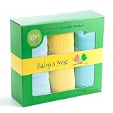 Muslin Swaddle Blanket Set, Teal/Yellow/Blue, Set of 3 by Baby's Nest