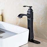 51BuyWorld トップクオリティの蛇口 3ホールカバーが搭載されたNEWバスルームシンクミキサー蛇口シングルハンドル真鍮戻るデッキは、ホットとコールドタップAをプレート キッチンバスルームのため