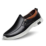 メンズシューズメ メンズカジュアルシューズレザーフォーマルビジネスワークフラットローファー ( Color : Black , Size : 38 )