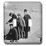 Scenes from the Pastマジックランタン – ヴィンテージVictorian Ice Skaters on Thin Iceマジックランタン1890 – 照明スイッチカバー – ダブル