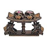 Elephant Balancing a Pedastal Rain Tree Wood Candle Holder
